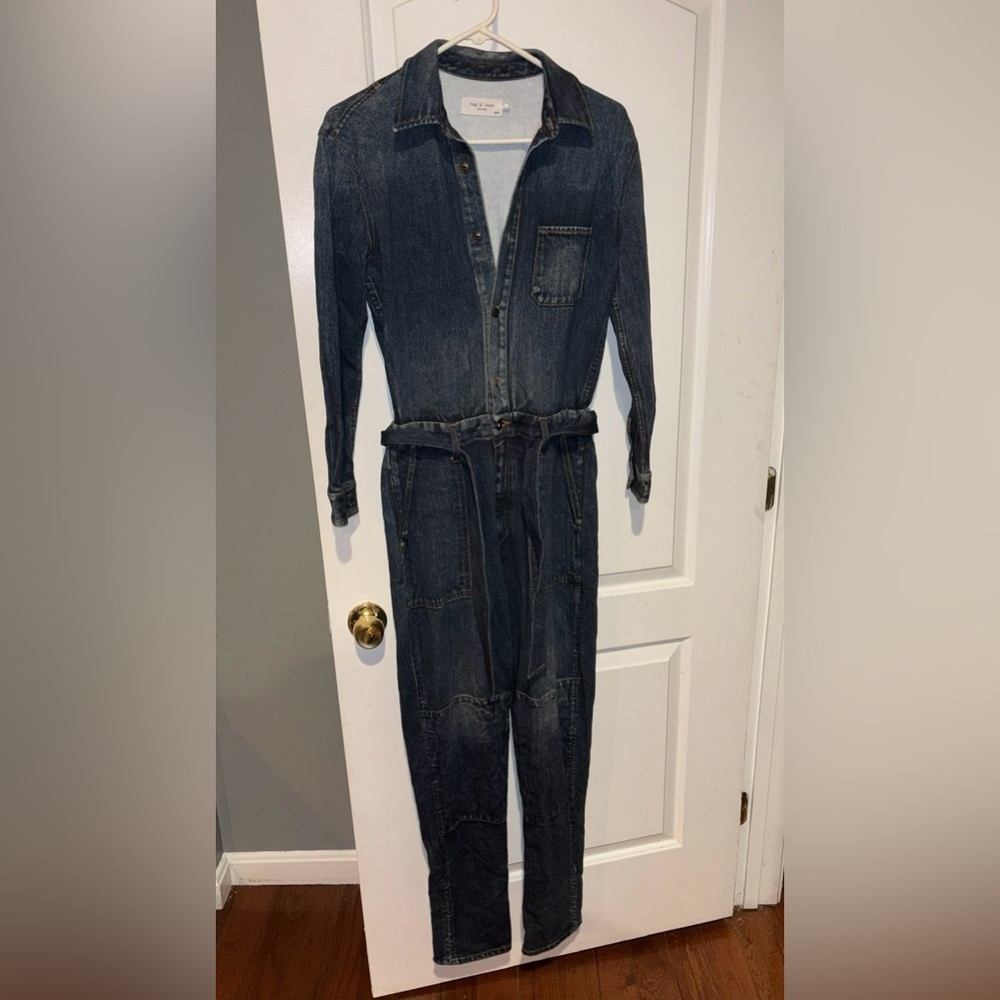New! Rag & Bone Miramar Printed French Cotton-terry Jumpsuit  💙 XS - Picture 7 of 11